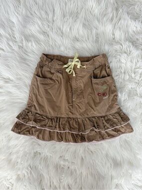 🍒 Y2K Daisy Lovers brown skirt with rhinestone cherries! 🍒